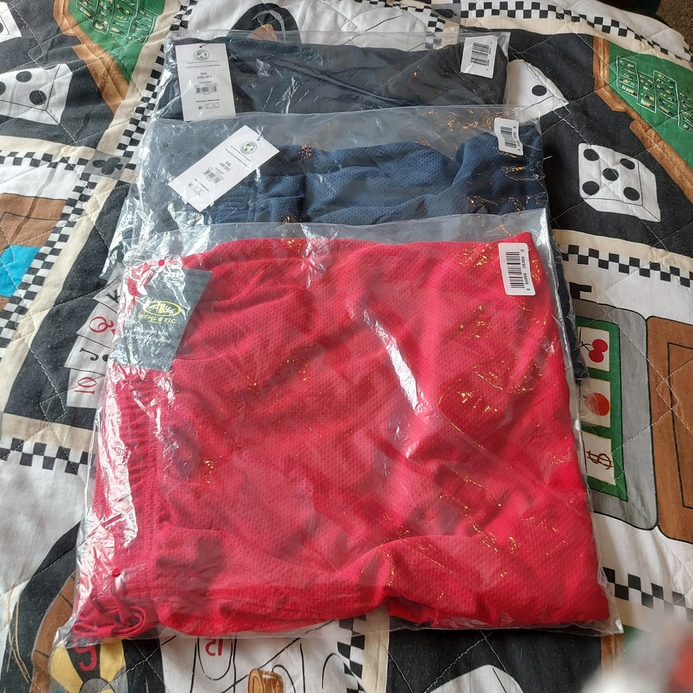 Athletic Works Mens 3XL Core Mesh Shorts 3 Pack Red Navy Black NWT Bundle